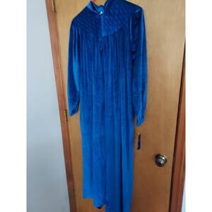 Vintage NEW Julie Girl Velour Blue Size Large Bathrobe Floor length BRW NOS NWT